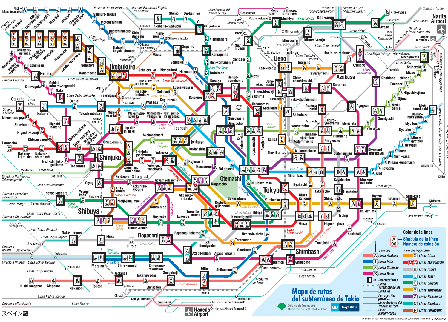 Mapa del metro de Tokio